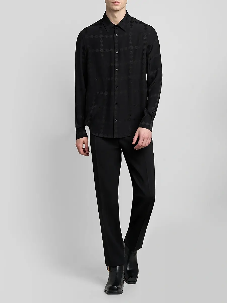 Versace Men's Vintage Medusa Silk Crepe Jacquard Shirt | Thumbnail 2 Versace Men's Vintage Medusa Silk Crepe Jacquard Shirt | Thumbnail 2