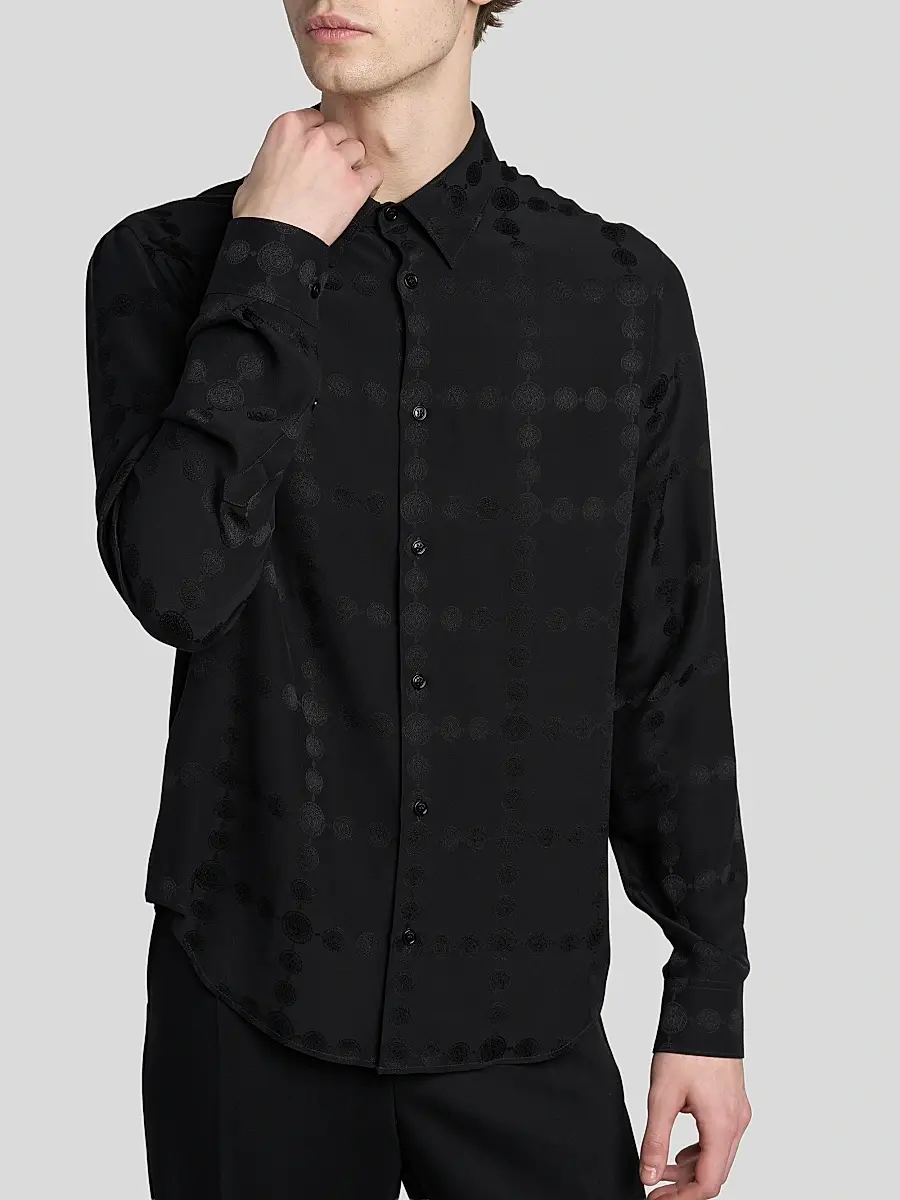 Versace Men's Vintage Medusa Silk Crepe Jacquard Shirt | Thumbnail 5 Versace Men's Vintage Medusa Silk Crepe Jacquard Shirt | Thumbnail 5