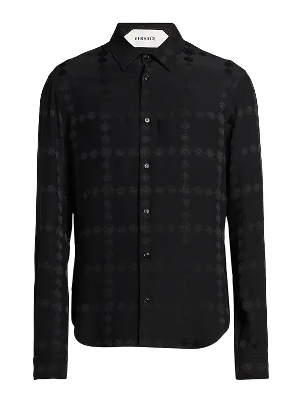 Men's Vintage Medusa Silk Crepe Jacquard Shirt