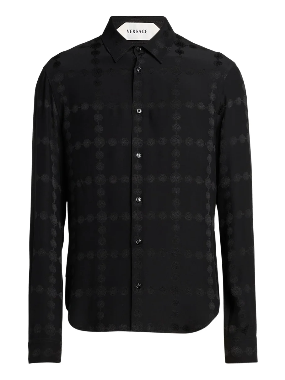 Men's Vintage Medusa Silk Crepe Jacquard Shirt Men's Vintage Medusa Silk Crepe Jacquard Shirt