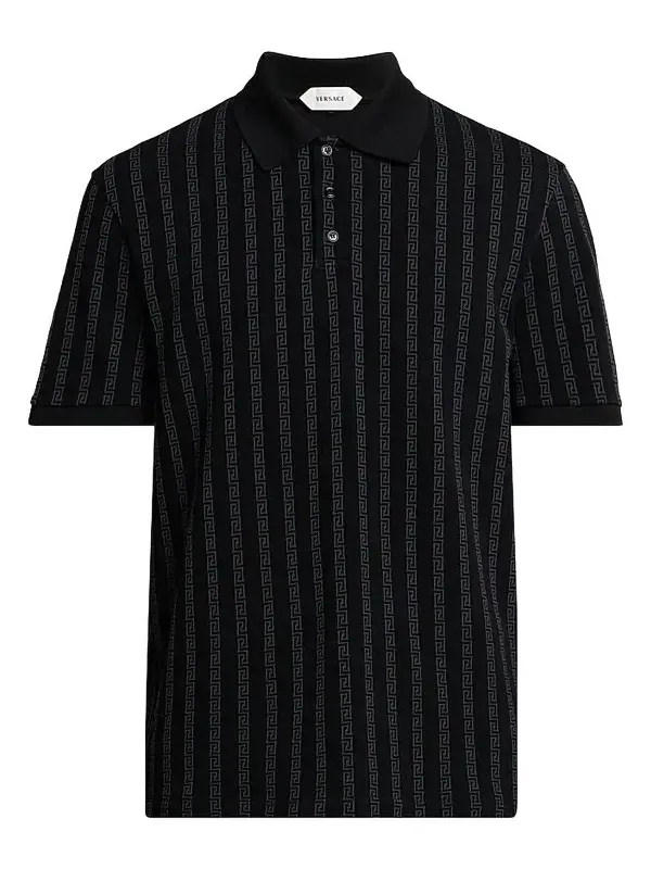 Men's Greca Jacquard Cotton Polo Shirt