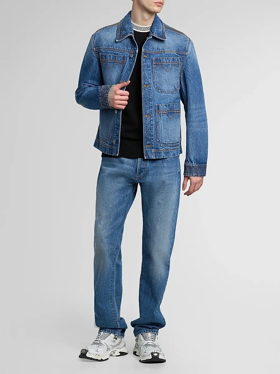Versace Men's Stone-Washed Rigid Straight Jeans | Thumbnail 2 Versace Men's Stone-Washed Rigid Straight Jeans | Thumbnail 2