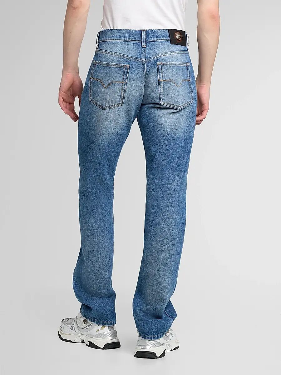 Versace Men's Stone-Washed Rigid Straight Jeans | Thumbnail 3 Versace Men's Stone-Washed Rigid Straight Jeans | Thumbnail 3