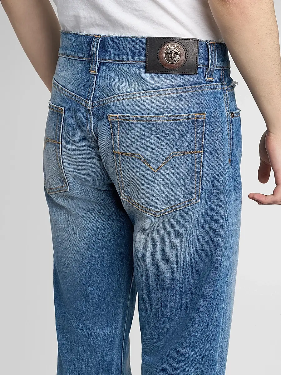 Versace Men's Stone-Washed Rigid Straight Jeans | Thumbnail 5 Versace Men's Stone-Washed Rigid Straight Jeans | Thumbnail 5