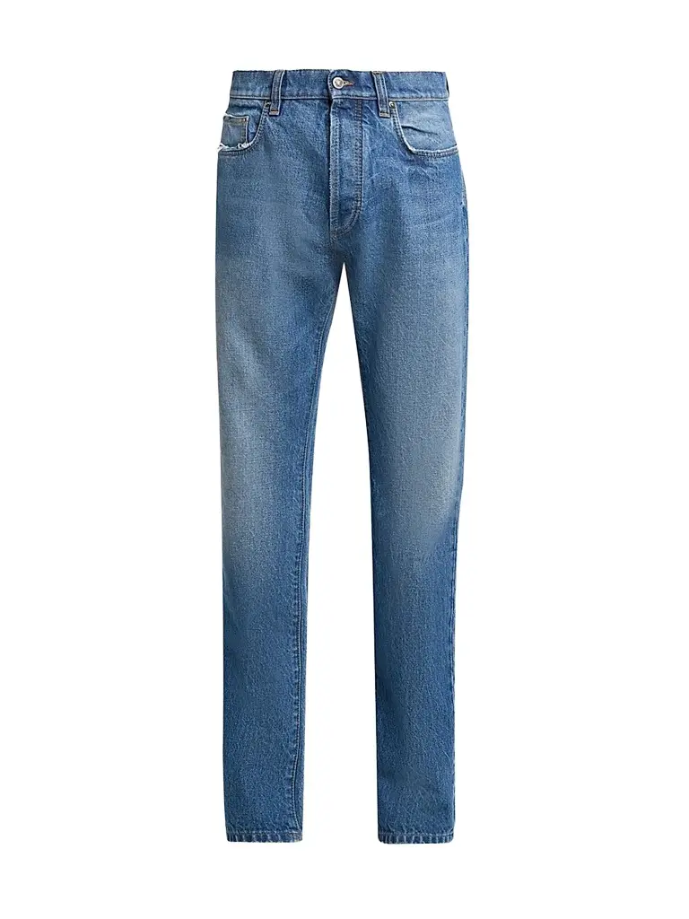 Versace Men's Stone-Washed Rigid Straight Jeans - Light Blue | Image 1 Versace Men's Stone-Washed Rigid Straight Jeans - Light Blue | Image 1