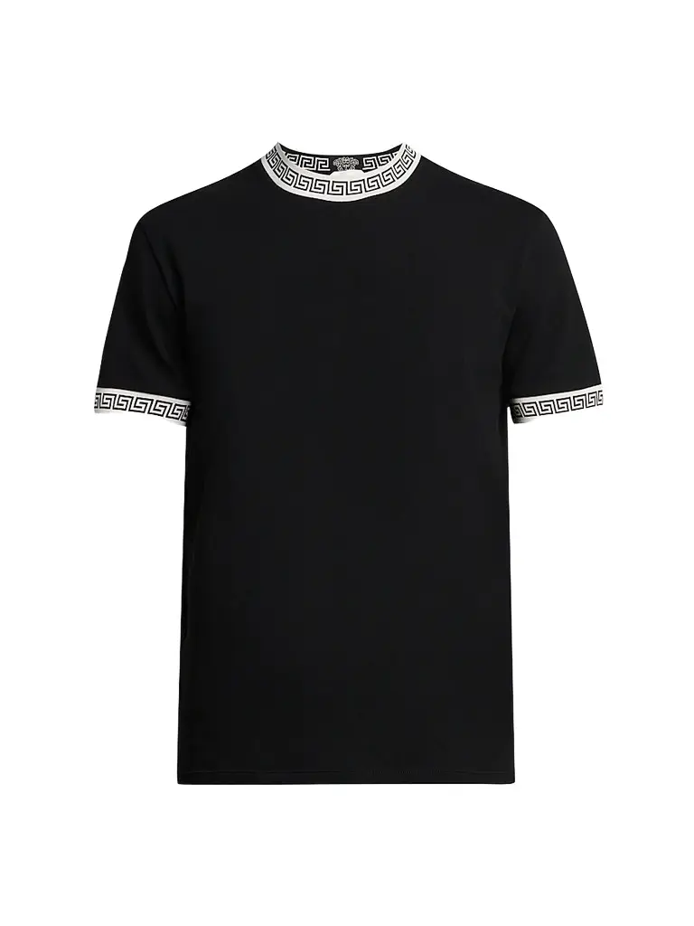 Versace Men's Vintage Stretch-Cotton Crewneck T-Shirt - Black | Image 1 Versace Men's Vintage Stretch-Cotton Crewneck T-Shirt - Black | Image 1