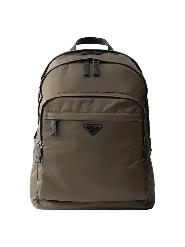 Men's Re-Nylon and Saffiano Leather Backpack Men's Re-Nylon and Saffiano Leather Backpack