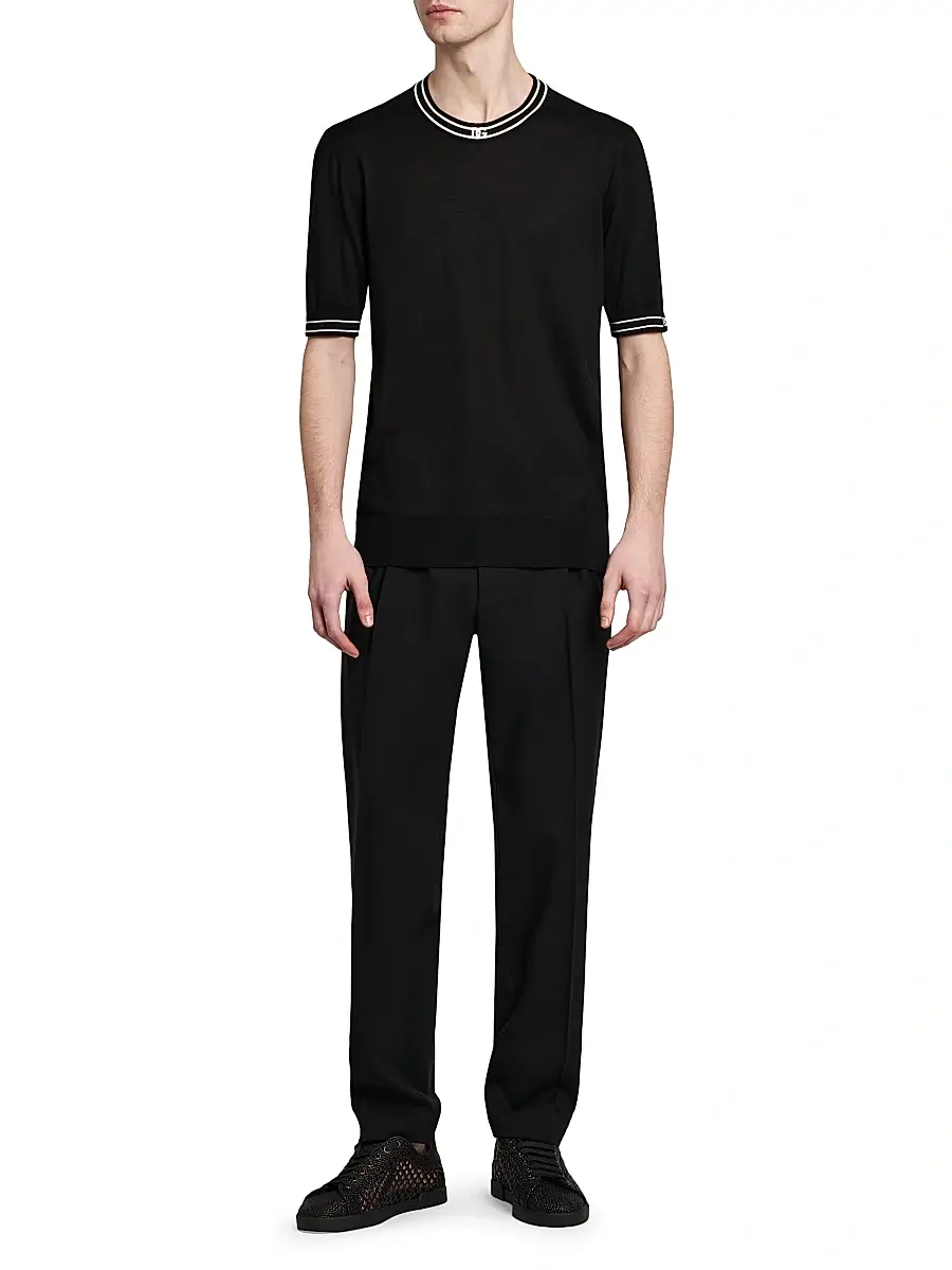 Dolce & Gabbana Men's Elasticized Stretch-Wool Straight-Leg Trousers | Thumbnail 2