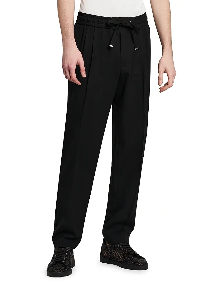 Dolce & Gabbana Men's Elasticized Stretch-Wool Straight-Leg Trousers | Thumbnail 4