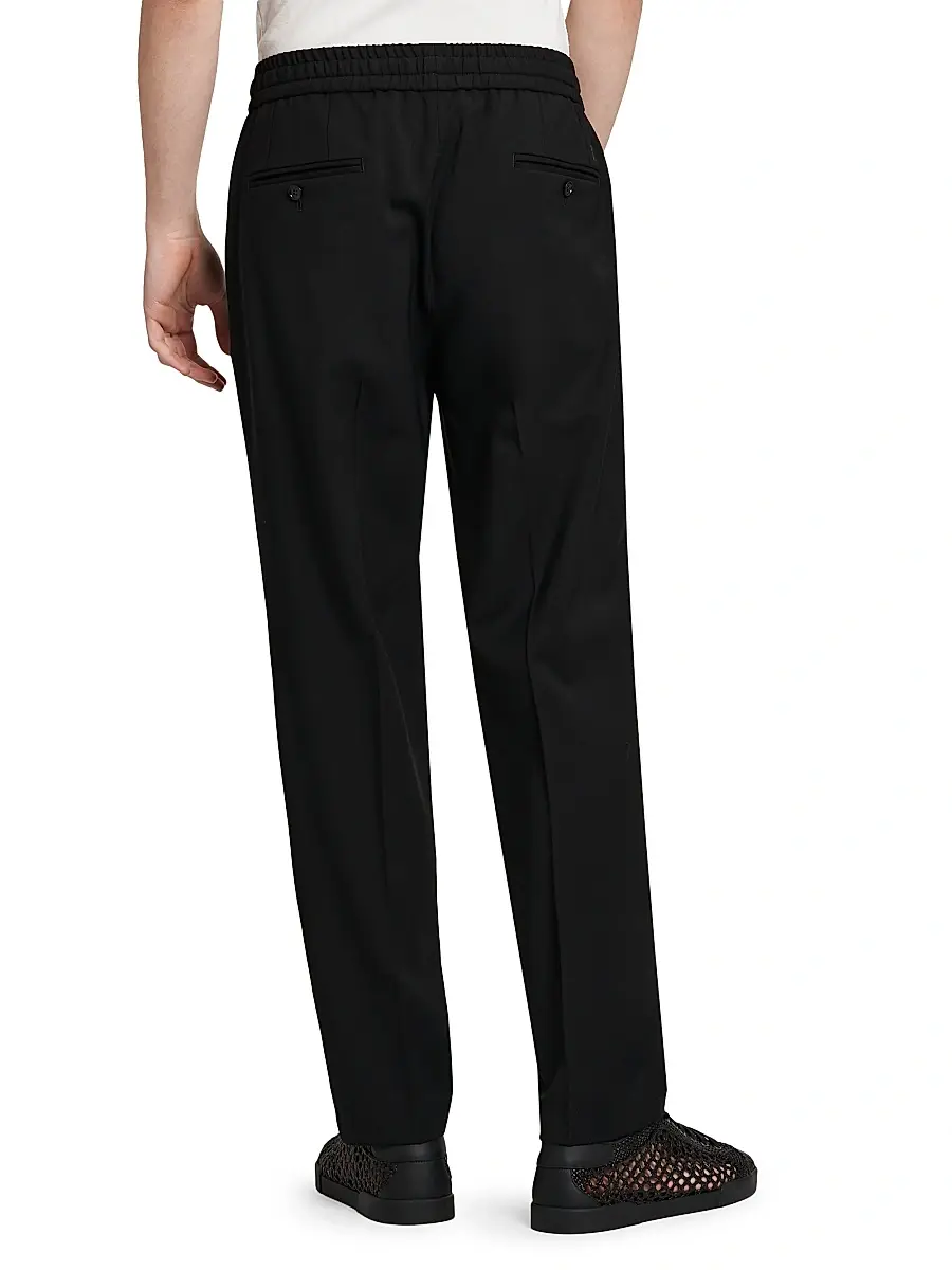 Dolce & Gabbana Men's Elasticized Stretch-Wool Straight-Leg Trousers | Thumbnail 5