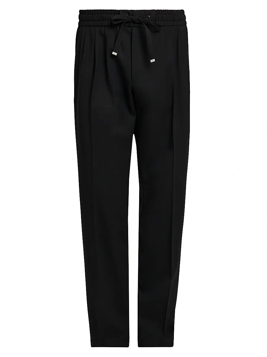 Dolce & Gabbana Men's Elasticized Stretch-Wool Straight-Leg Trousers - Nero | Image 1 Dolce & Gabbana Men's Elasticized Stretch-Wool Straight-Leg Trousers - Nero | Image 1