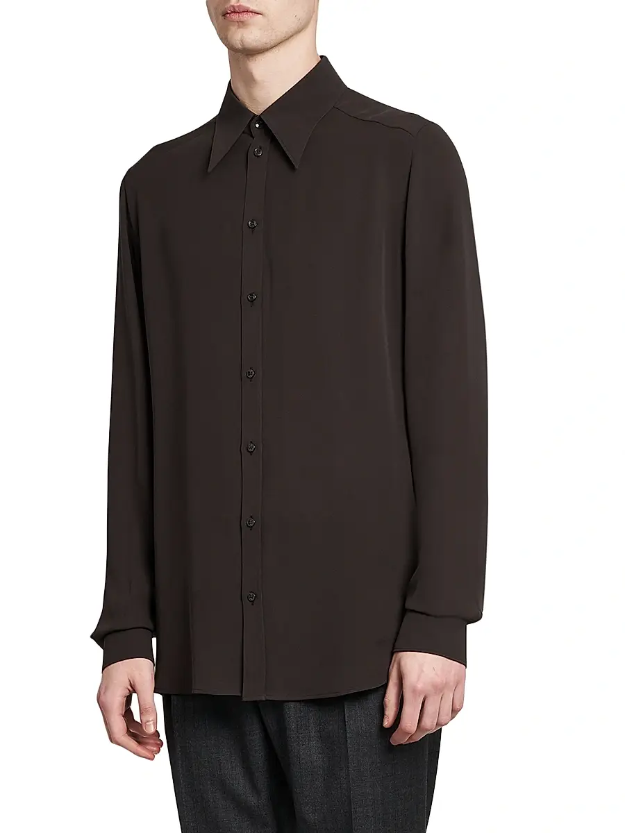 Dolce & Gabbana Men's Point Collar Silk Shirt | Thumbnail 4 Dolce & Gabbana Men's Point Collar Silk Shirt | Thumbnail 4