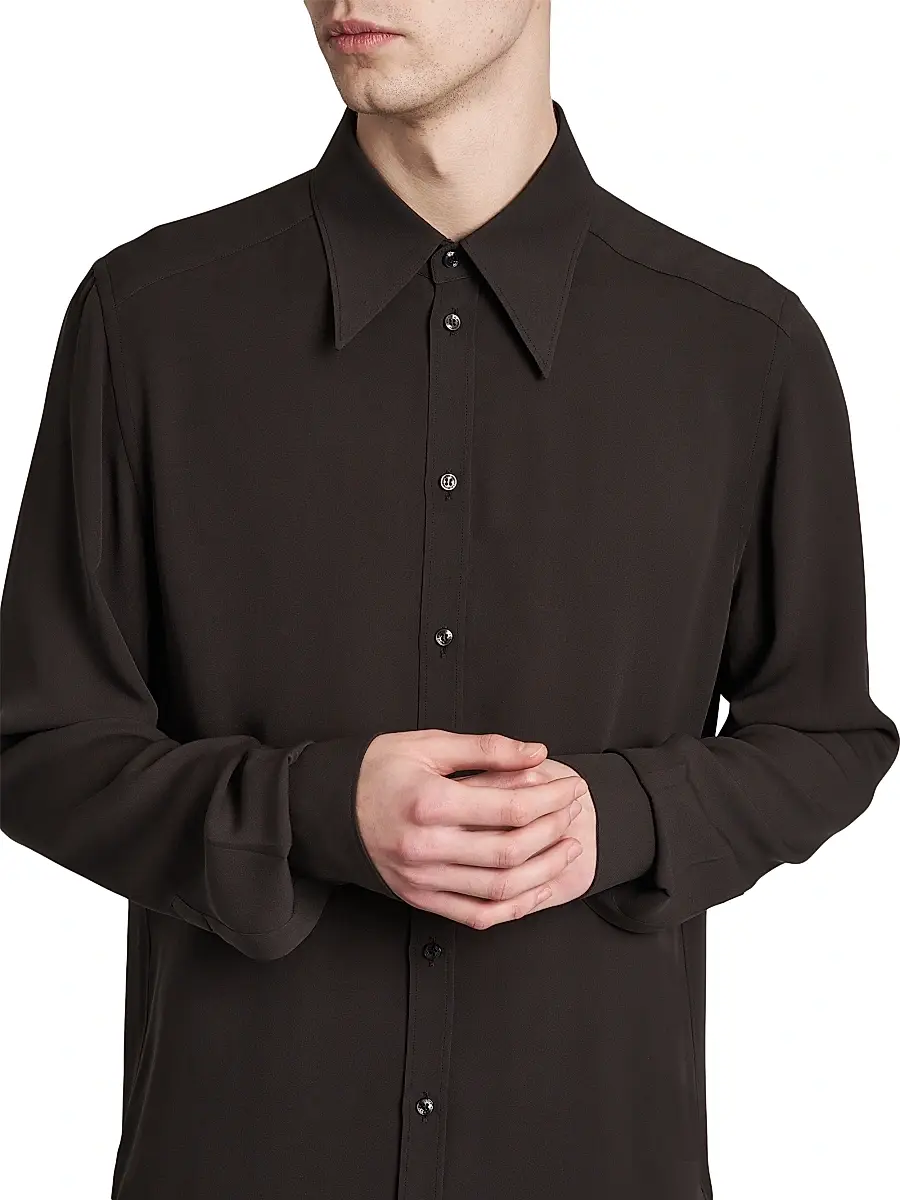 Dolce & Gabbana Men's Point Collar Silk Shirt | Thumbnail 6 Dolce & Gabbana Men's Point Collar Silk Shirt | Thumbnail 6