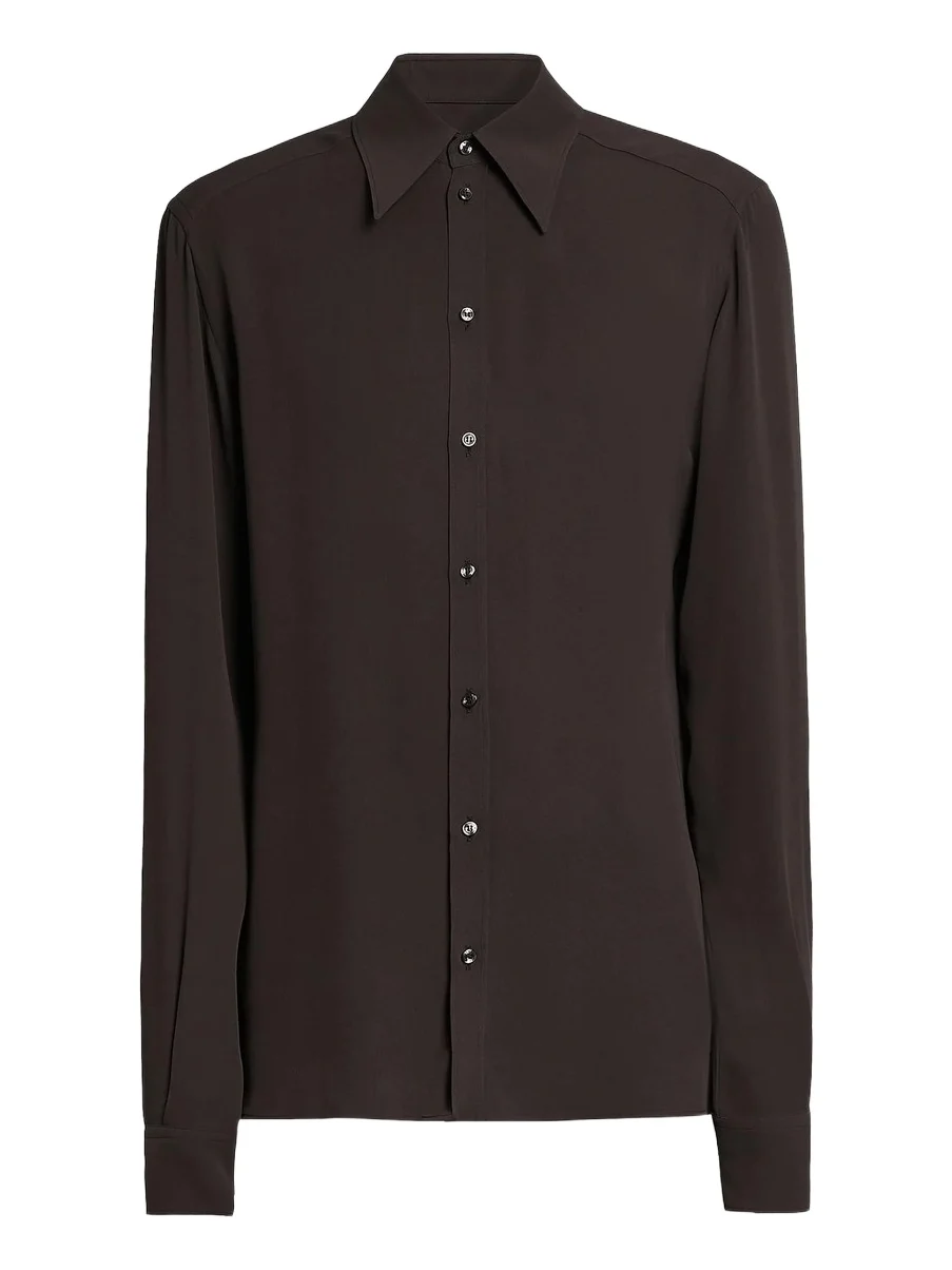 Dolce & Gabbana Men's Point Collar Silk Shirt