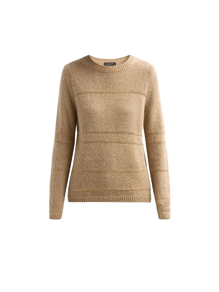 Fabiana Filippi Women's Platinum Sequin Striped Crewneck Sweater - Faggio | Image 1 Fabiana Filippi Women's Platinum Sequin Striped Crewneck Sweater - Faggio | Image 1