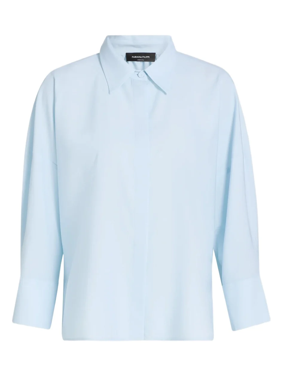 Fabiana Filippi Women's Bistretch Wool Tulle-Trim Button-Front Shirt