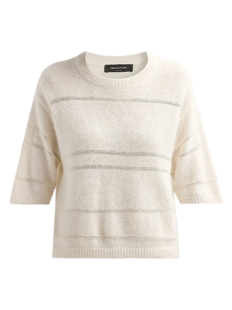 Fabiana Filippi Women's Platinum Sequin Striped Short-Sleeve Sweater