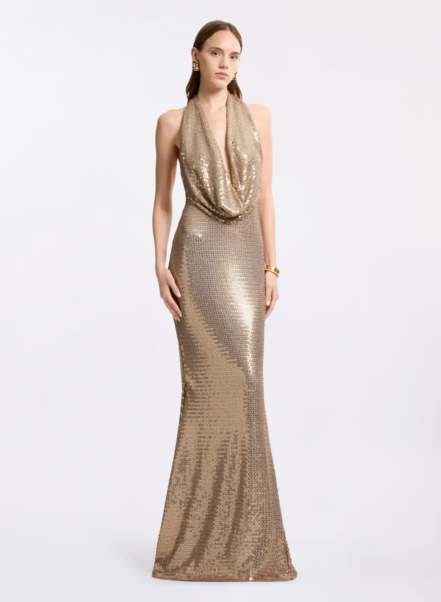 Elie Saab Sequined Jersey Long Dress | Thumbnail 2