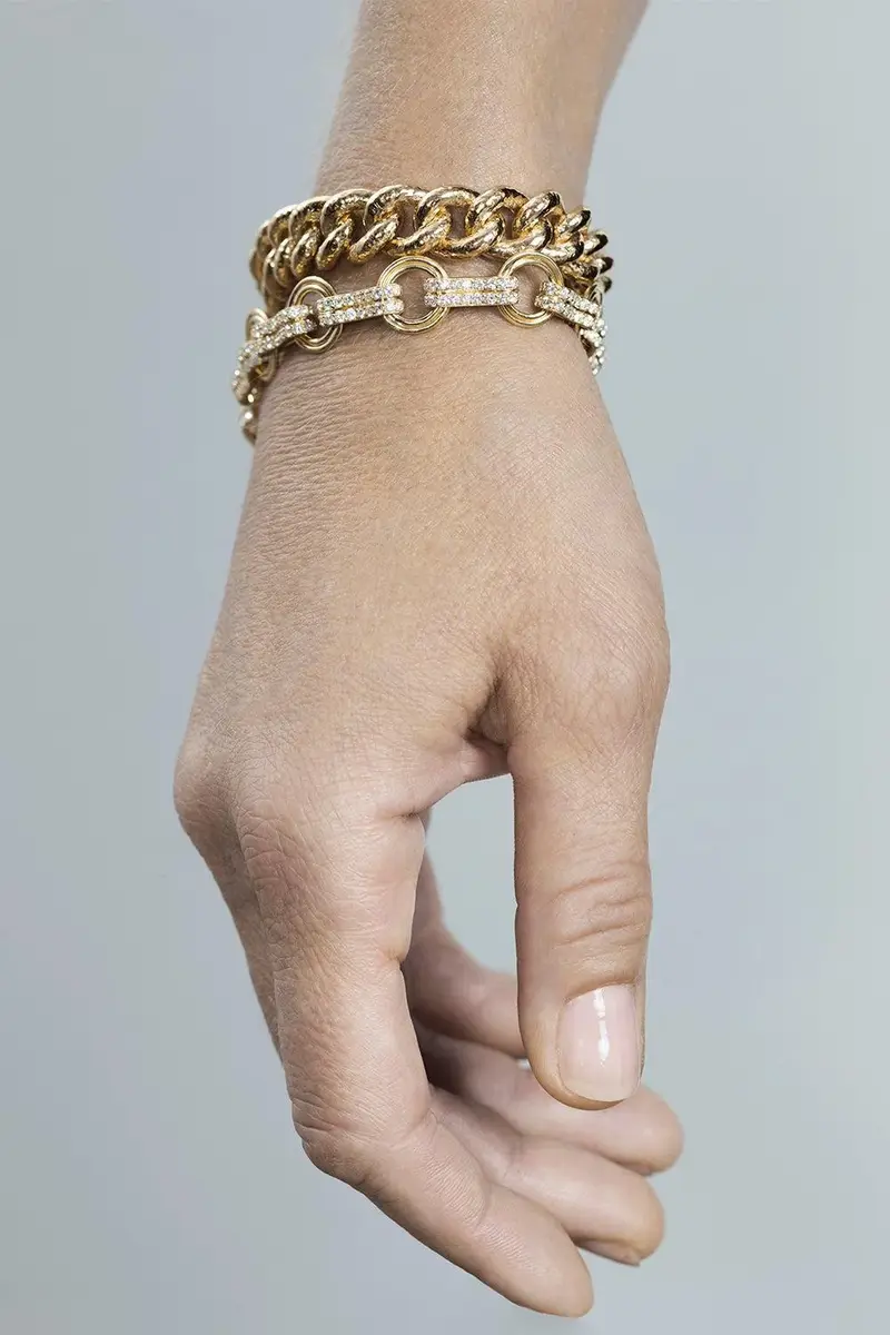 Azlee Diamond Alternating Robust Motif Bracelet | Thumbnail 2
