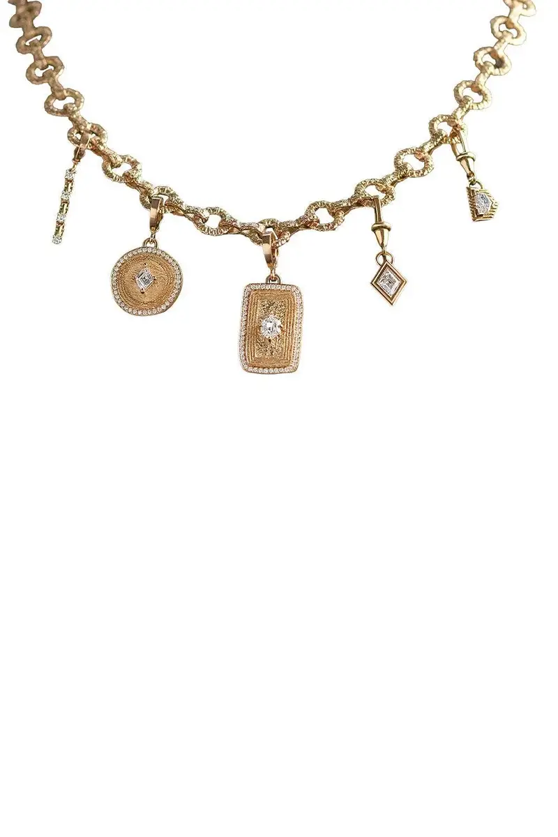 Azlee Diamond Lozenge Pave Coin Pendant | Thumbnail 2 Azlee Diamond Lozenge Pave Coin Pendant | Thumbnail 2