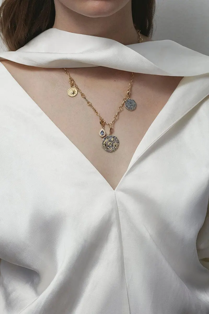 Azlee Sapphire Midnight Coin Pendant | Thumbnail 2 Azlee Sapphire Midnight Coin Pendant | Thumbnail 2