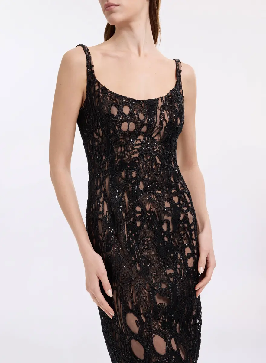 Elie Saab Sequin Embroidered Tulle Midi Dress | Thumbnail 4