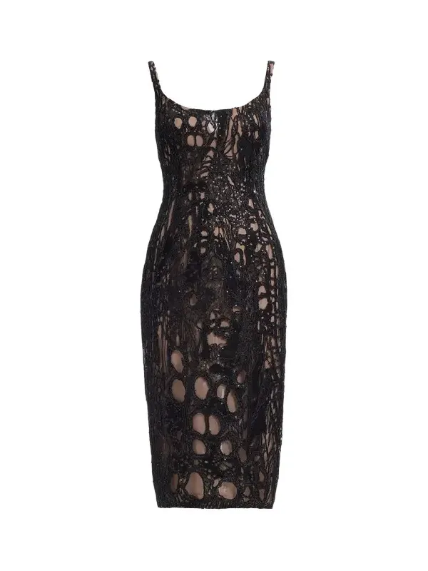 Sequin Embroidered Tulle Midi Dress Sequin Embroidered Tulle Midi Dress