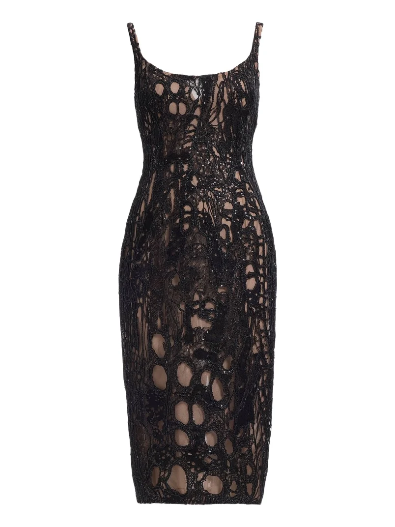 Sequin Embroidered Tulle Midi Dress Sequin Embroidered Tulle Midi Dress