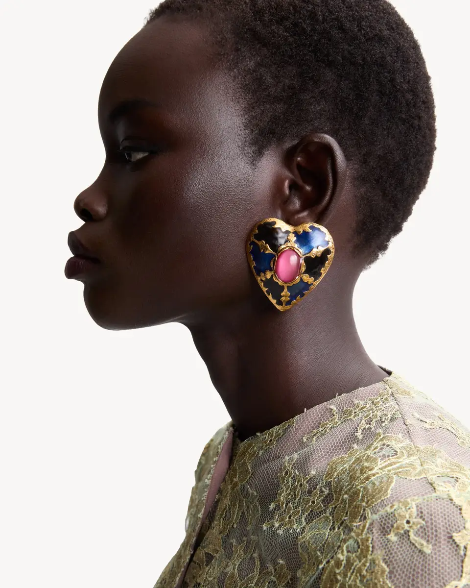 Yves Saint Laurent Heart earrings in enamel | Thumbnail 2