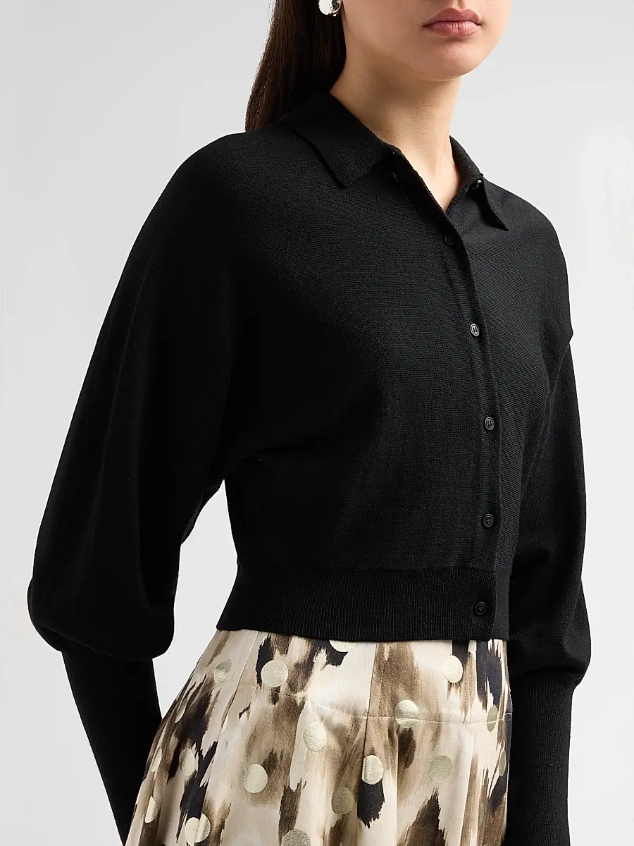 Lela Rose Women's Core Wool Crop Cardigan | Thumbnail 5 Lela Rose Women's Core Wool Crop Cardigan | Thumbnail 5