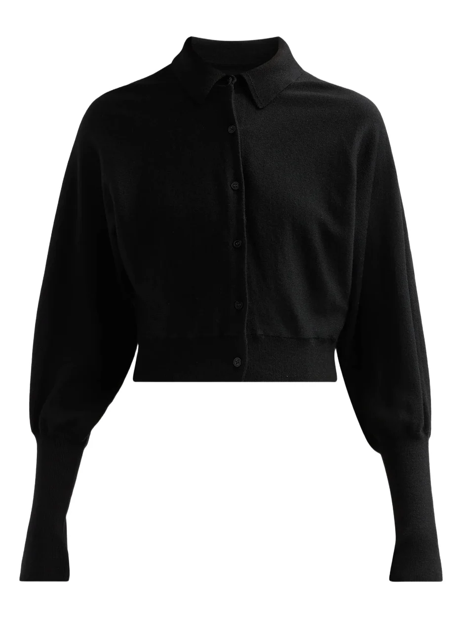 Lela Rose Women's Core Wool Crop Cardigan