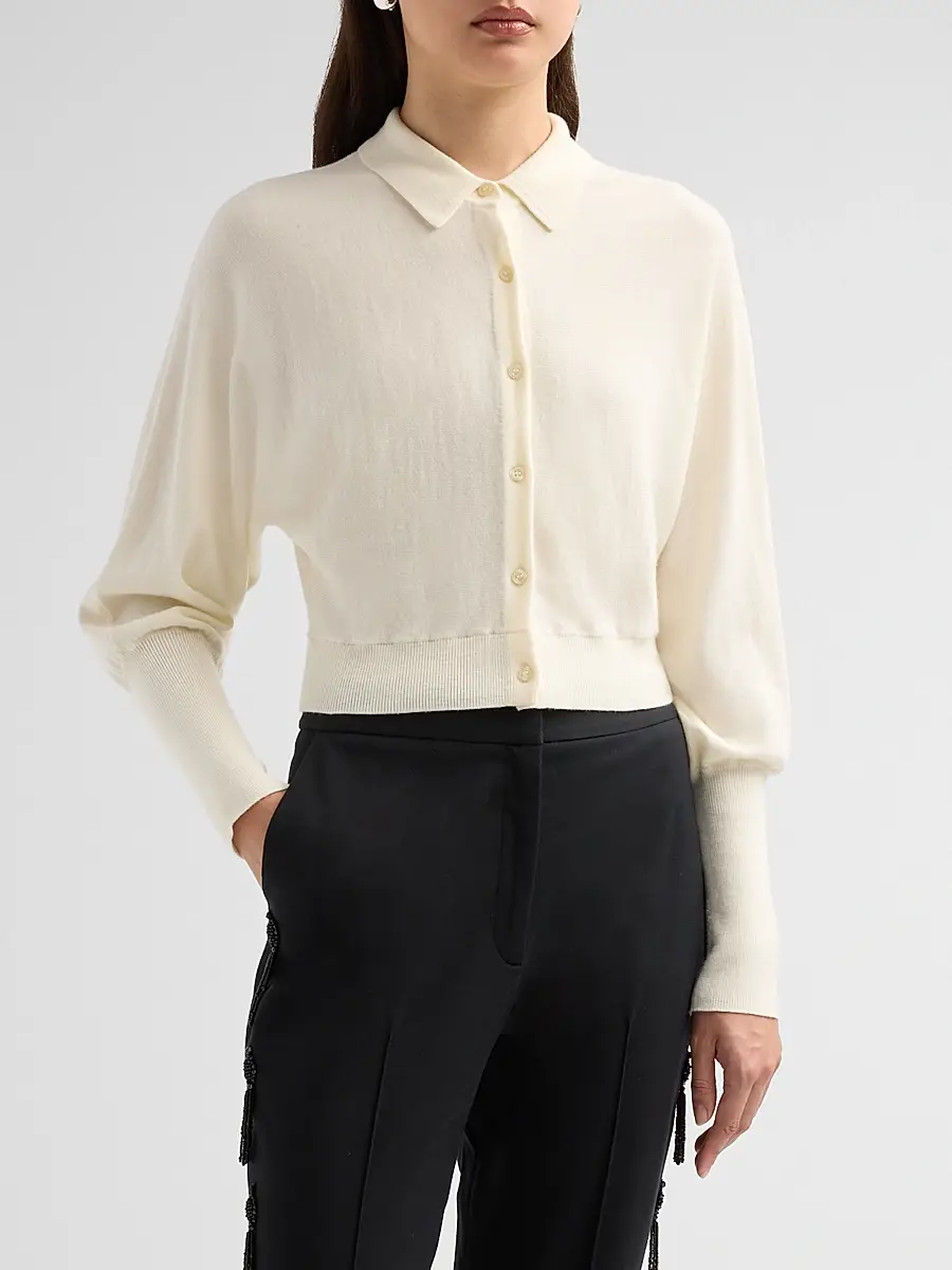 Lela Rose Women's Core Wool Crop Cardigan | Thumbnail 4 Lela Rose Women's Core Wool Crop Cardigan | Thumbnail 4