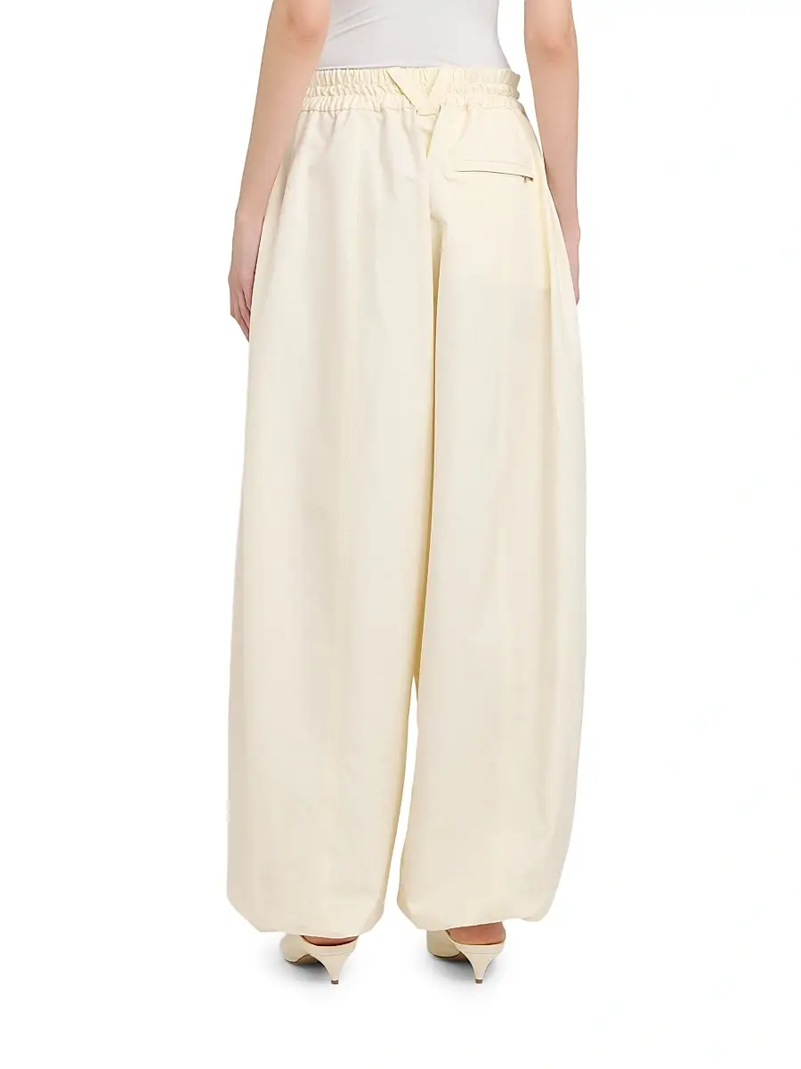 Bottega Veneta Women's Intrecciato-Drawstring Cotton Toile Wide-Leg Trousers | Thumbnail 5 Bottega Veneta Women's Intrecciato-Drawstring Cotton Toile Wide-Leg Trousers | Thumbnail 5
