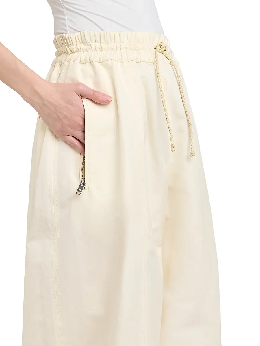 Bottega Veneta Women's Intrecciato-Drawstring Cotton Toile Wide-Leg Trousers | Thumbnail 6 Bottega Veneta Women's Intrecciato-Drawstring Cotton Toile Wide-Leg Trousers | Thumbnail 6