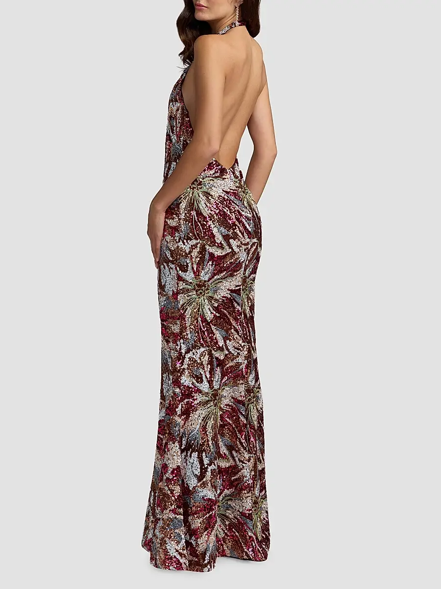 Mac Duggal Women's Floral Sequin Open Back Gown | Thumbnail 2 Mac Duggal Women's Floral Sequin Open Back Gown | Thumbnail 2