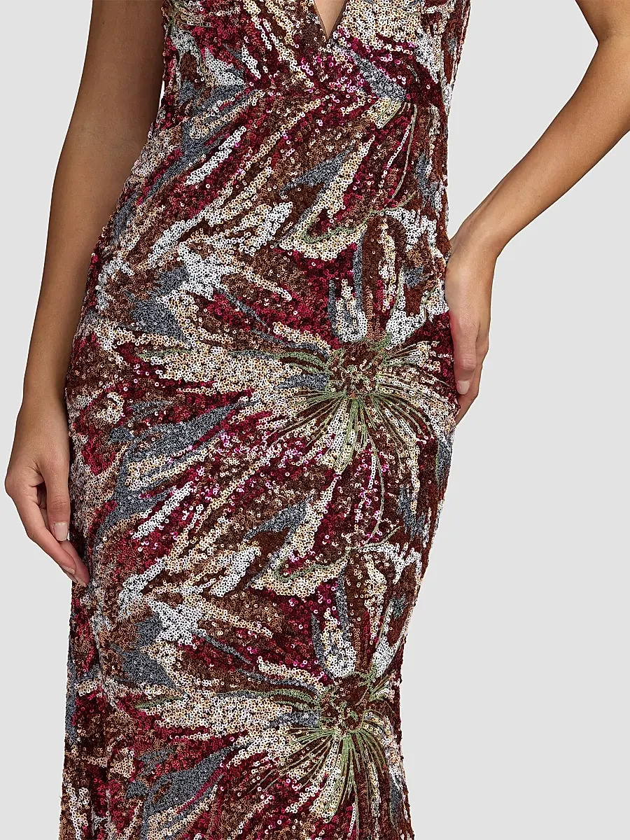 Mac Duggal Women's Floral Sequin Open Back Gown | Thumbnail 4 Mac Duggal Women's Floral Sequin Open Back Gown | Thumbnail 4