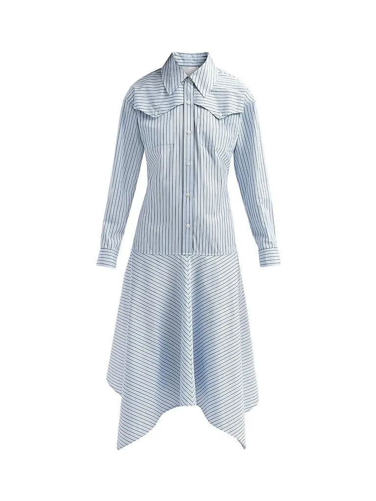 3.1 Phillip Lim Women's Striped Cotton Poplin Handkerchief Midi Shirtdress