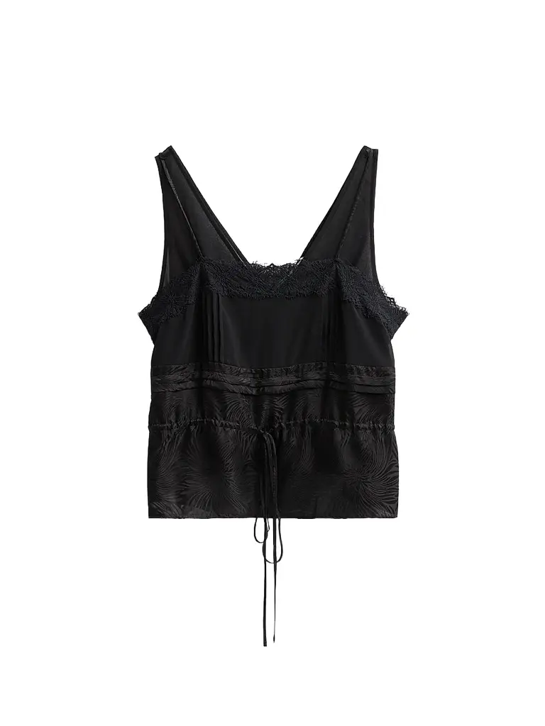 3.1 Phillip Lim Women's Lace-Trim Satin Camisole - Black | Image 1 3.1 Phillip Lim Women's Lace-Trim Satin Camisole - Black | Image 1