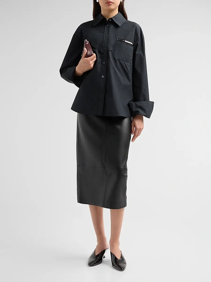 3.1 Phillip Lim Women's Embellished Cotton Poplin Shirt | Thumbnail 2 3.1 Phillip Lim Women's Embellished Cotton Poplin Shirt | Thumbnail 2