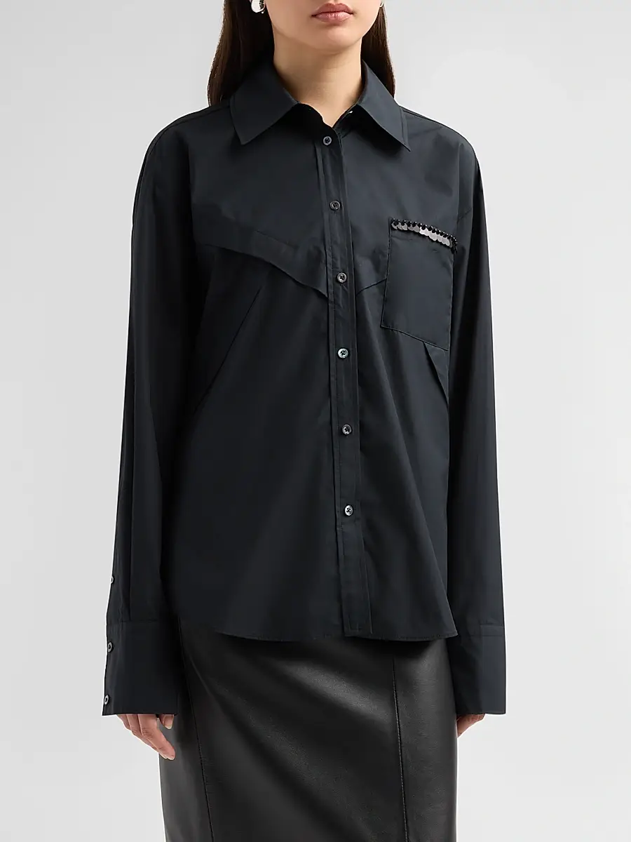 3.1 Phillip Lim Women's Embellished Cotton Poplin Shirt | Thumbnail 4 3.1 Phillip Lim Women's Embellished Cotton Poplin Shirt | Thumbnail 4