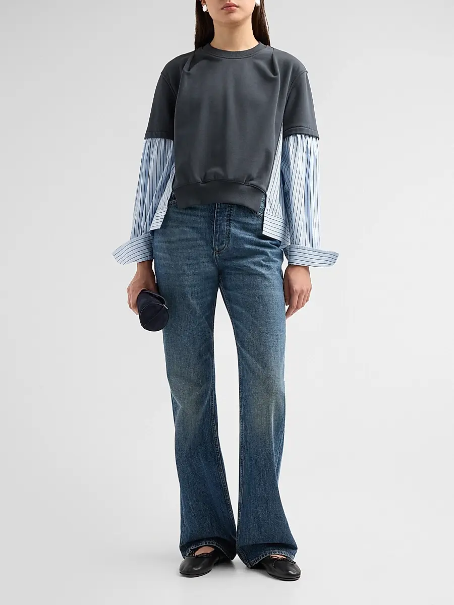 3.1 Phillip Lim Women's Striped Mixed-Media Cotton Top | Thumbnail 2 3.1 Phillip Lim Women's Striped Mixed-Media Cotton Top | Thumbnail 2