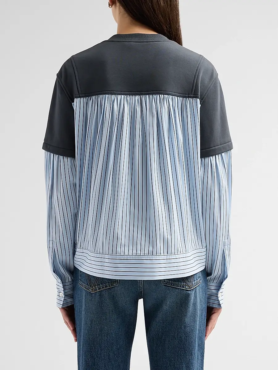 3.1 Phillip Lim Women's Striped Mixed-Media Cotton Top | Thumbnail 3 3.1 Phillip Lim Women's Striped Mixed-Media Cotton Top | Thumbnail 3