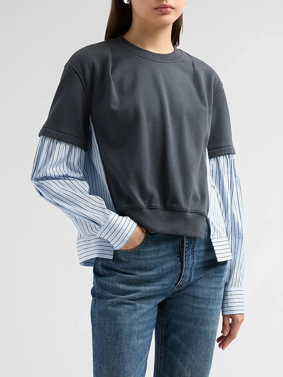 3.1 Phillip Lim Women's Striped Mixed-Media Cotton Top | Thumbnail 4 3.1 Phillip Lim Women's Striped Mixed-Media Cotton Top | Thumbnail 4