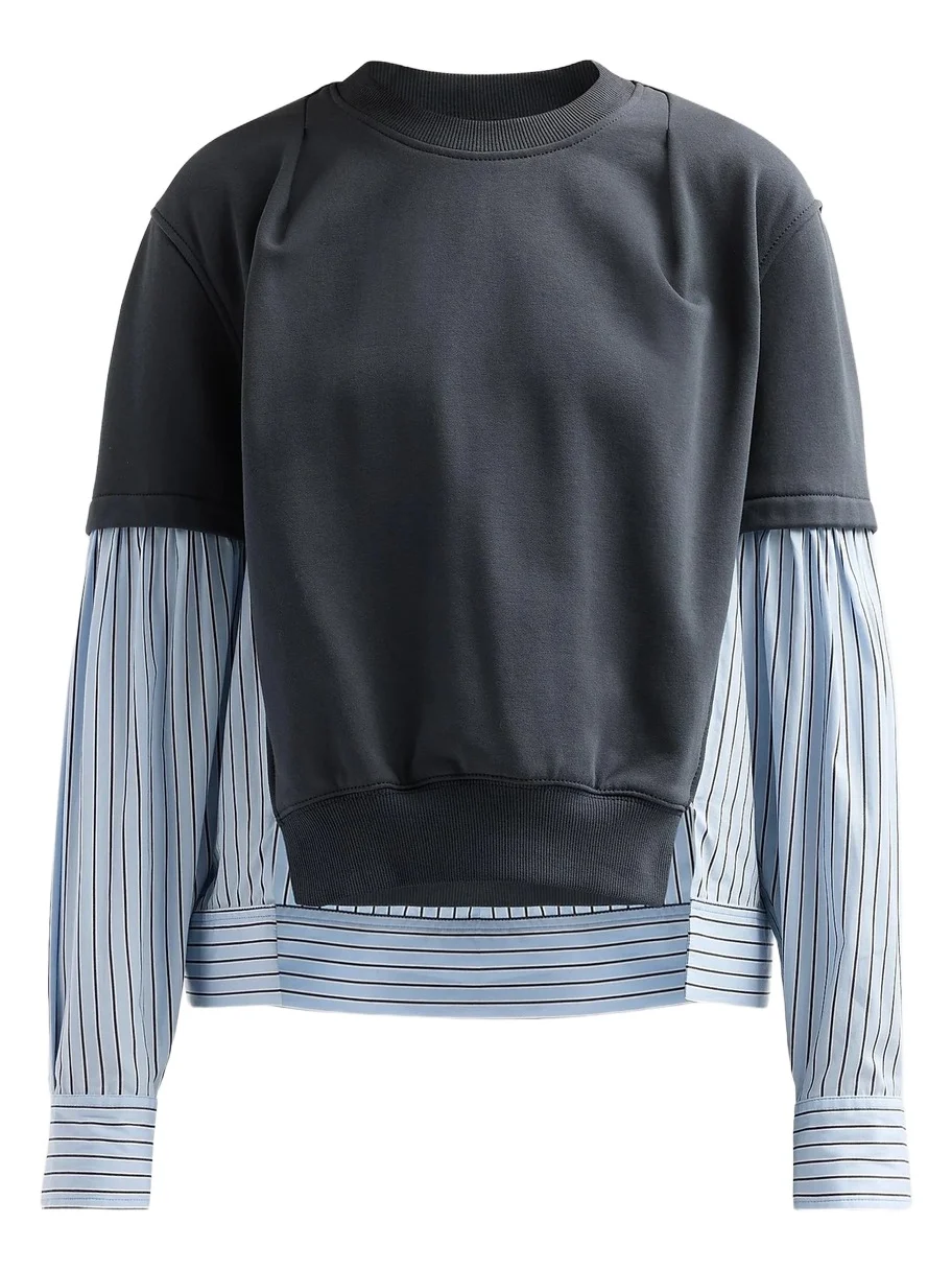3.1 Phillip Lim Women's Striped Mixed-Media Cotton Top