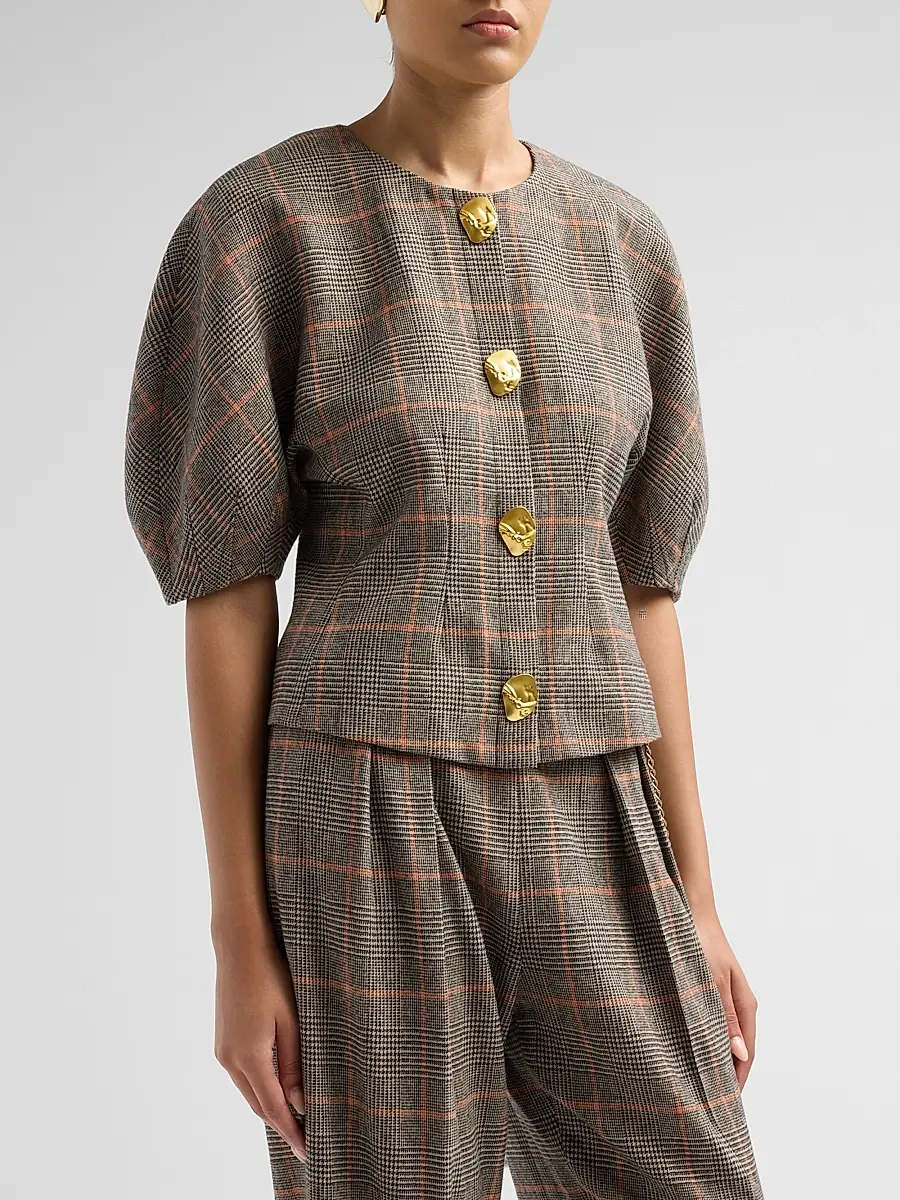 Cara Cara Women's Fletcher Check Wool Top | Thumbnail 4 Cara Cara Women's Fletcher Check Wool Top | Thumbnail 4