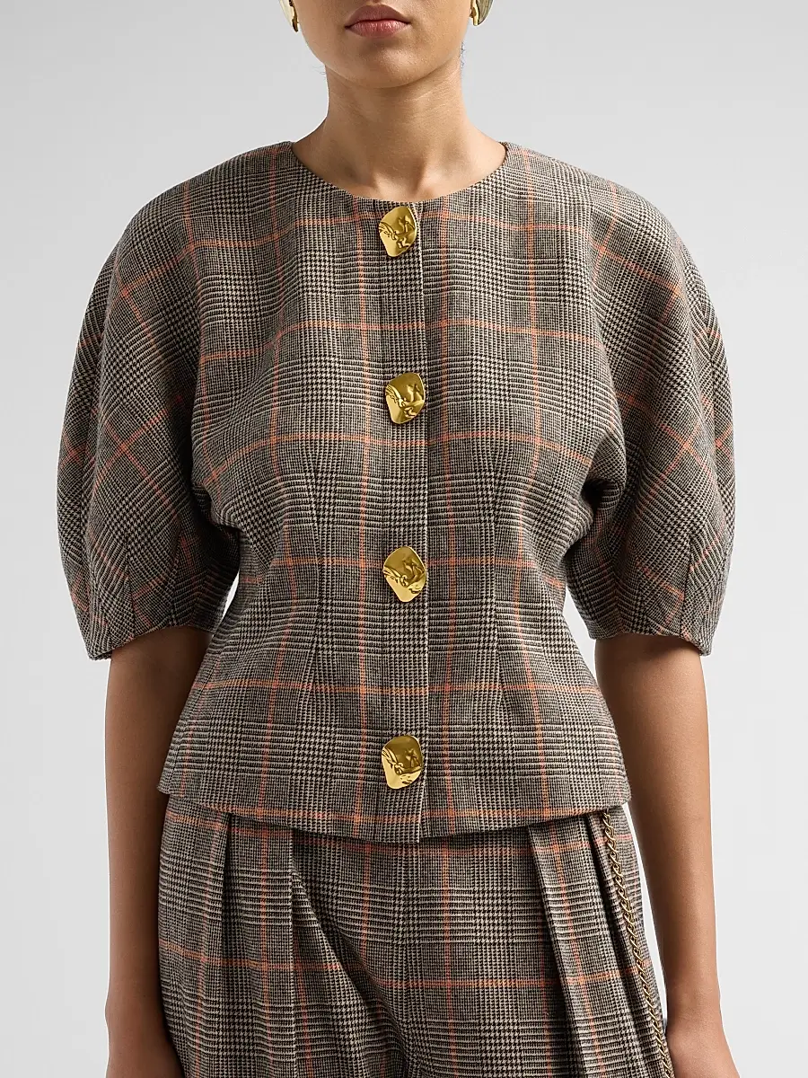 Cara Cara Women's Fletcher Check Wool Top | Thumbnail 5 Cara Cara Women's Fletcher Check Wool Top | Thumbnail 5