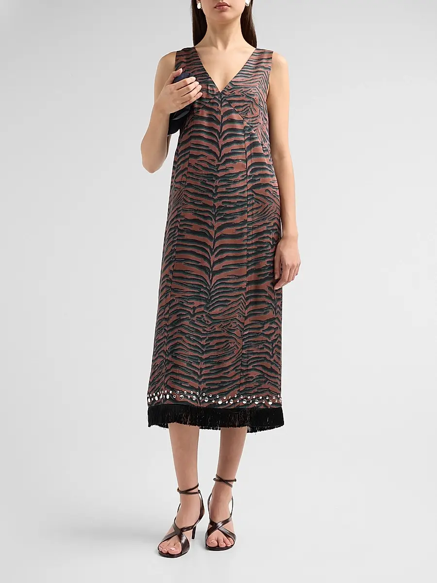3.1 Phillip Lim Women's Tiger-Print Embellished Midi Dress | Thumbnail 2 3.1 Phillip Lim Women's Tiger-Print Embellished Midi Dress | Thumbnail 2