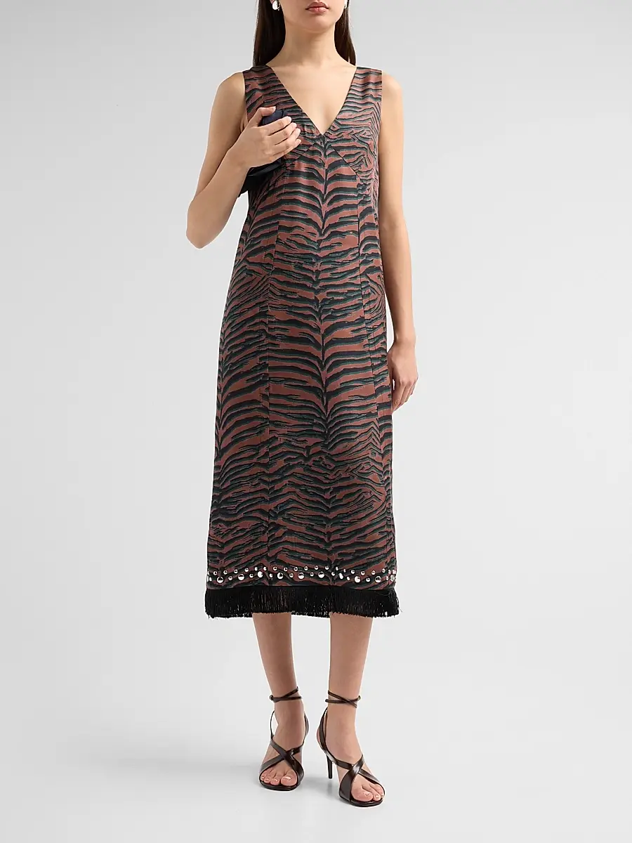 3.1 Phillip Lim Women's Tiger-Print Embellished Midi Dress | Thumbnail 4 3.1 Phillip Lim Women's Tiger-Print Embellished Midi Dress | Thumbnail 4
