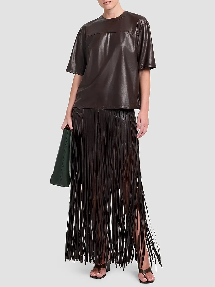 TWP Women's Tangled Up Fringed Leather Maxi Skirt | Thumbnail 2 TWP Women's Tangled Up Fringed Leather Maxi Skirt | Thumbnail 2