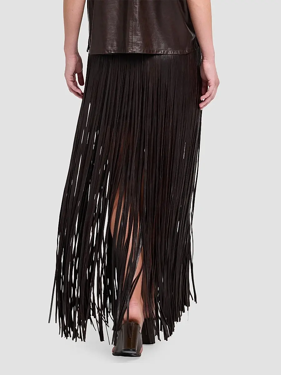 TWP Women's Tangled Up Fringed Leather Maxi Skirt | Thumbnail 3 TWP Women's Tangled Up Fringed Leather Maxi Skirt | Thumbnail 3